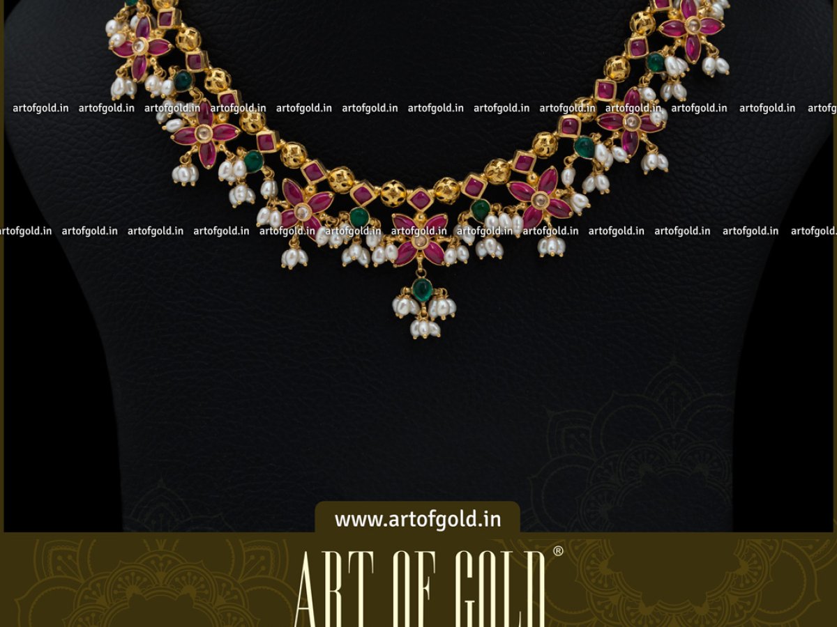 Kameswari Jewellers Gold Guttapusalu Necklace Simple