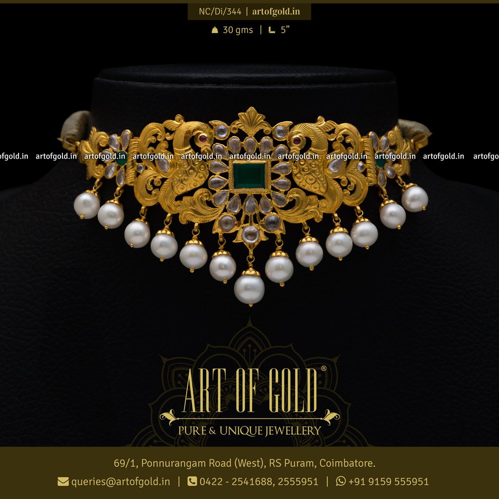 Gold Choker – Light weight Cut Work style