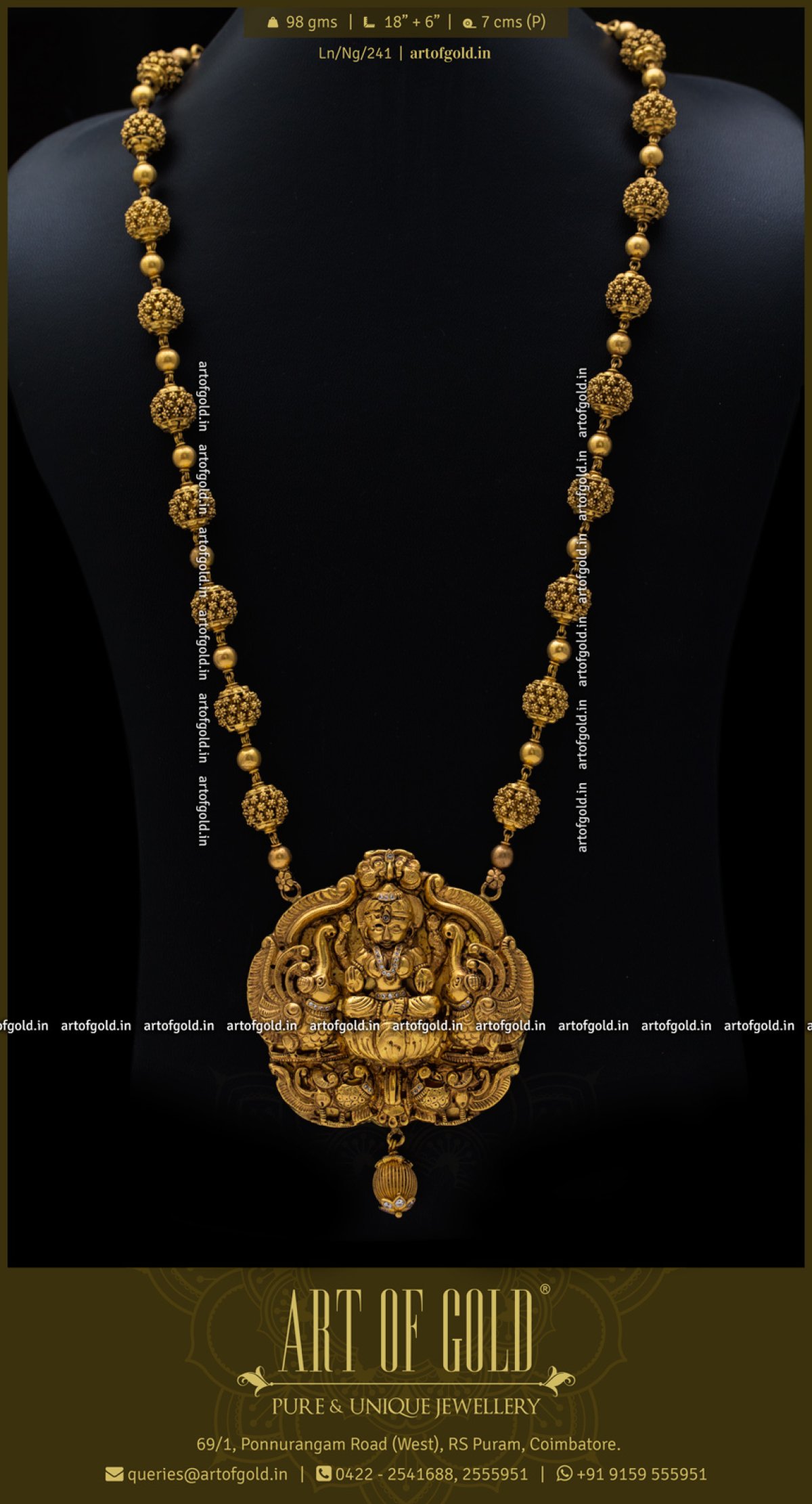 Nagas Haram Lakshmi Pendant Antique Gold Balls Art of Gold