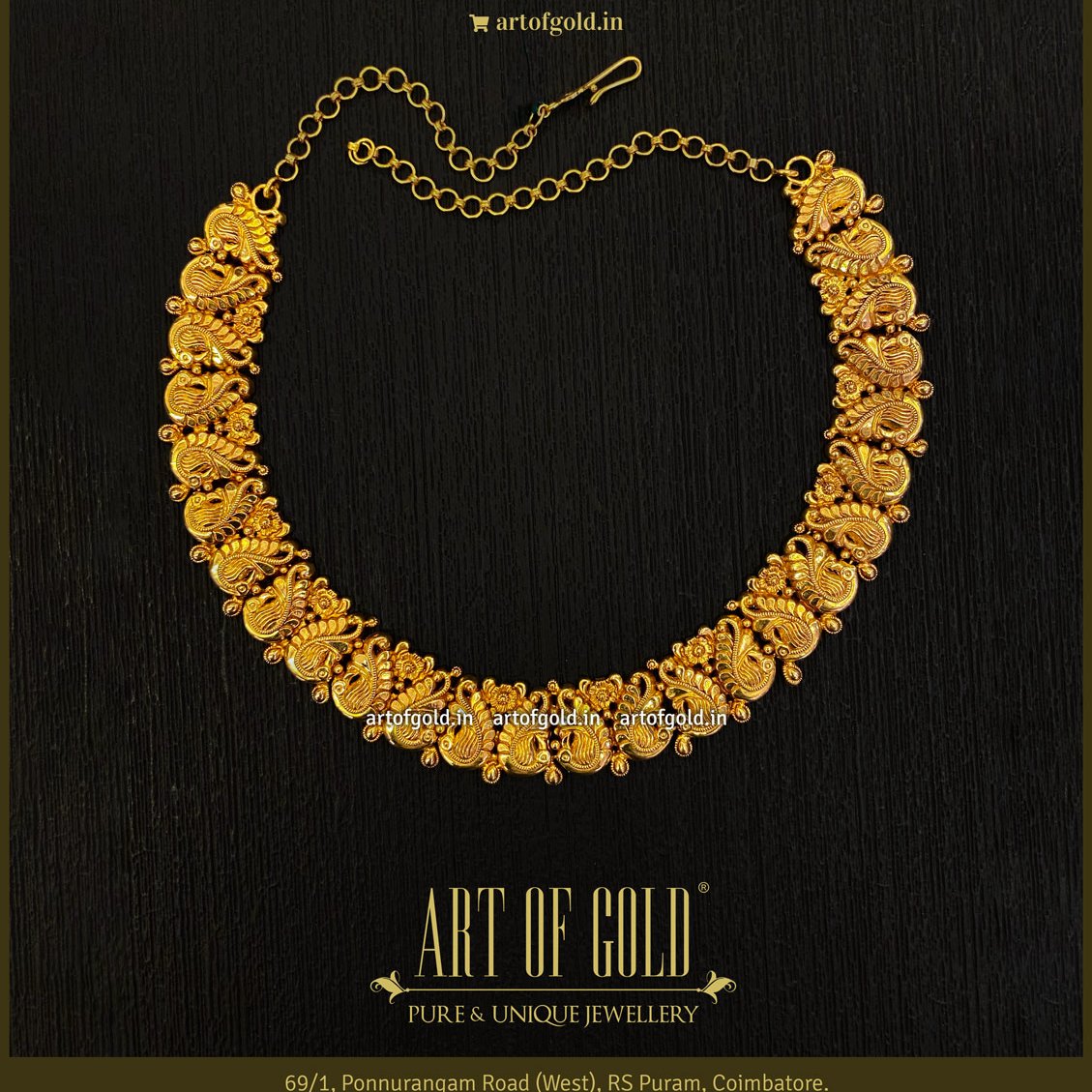 Light Weight Bridal Necklace Art of Gold Jewellery, Coimbatore - Main Image