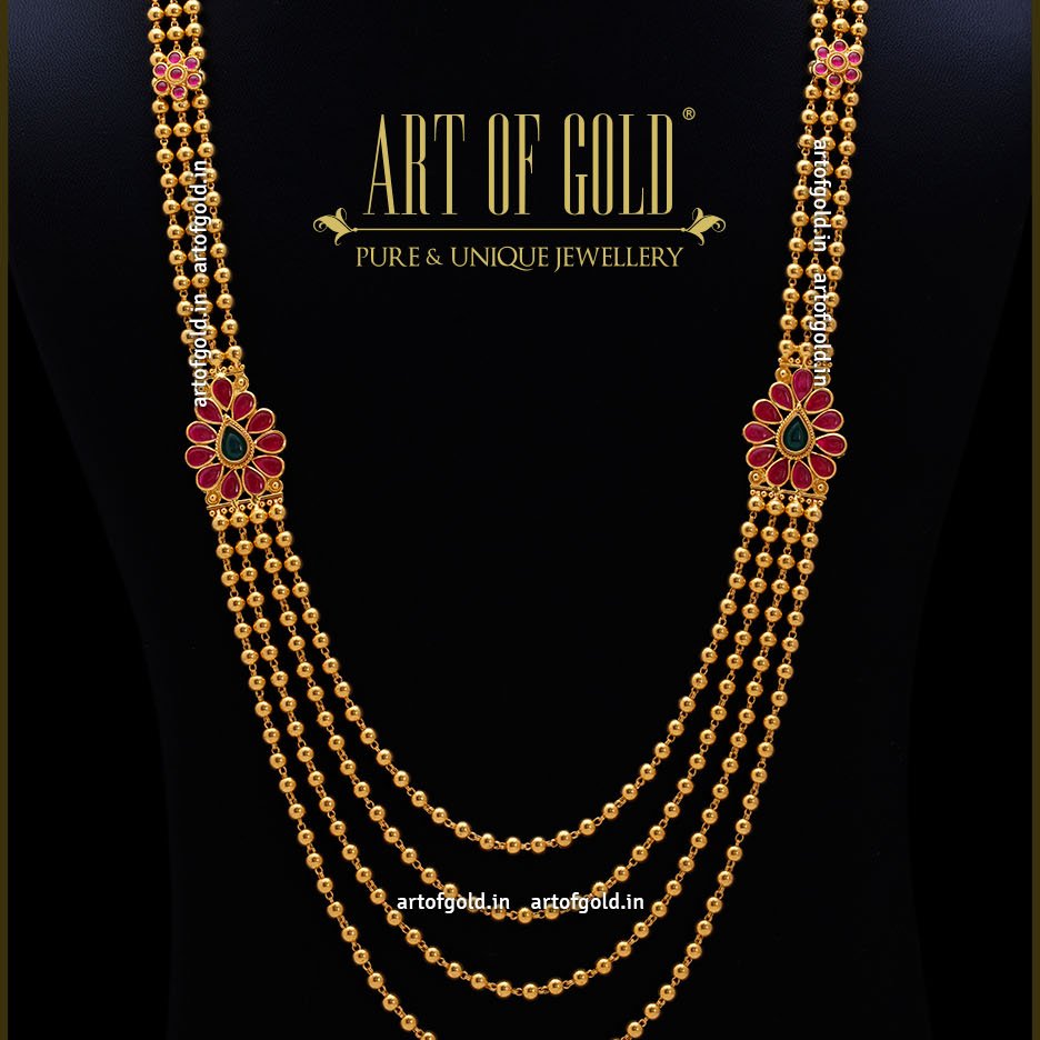 Chandra Haram with Kemp Mugappu Art of Gold Jewellery, Coimbatore