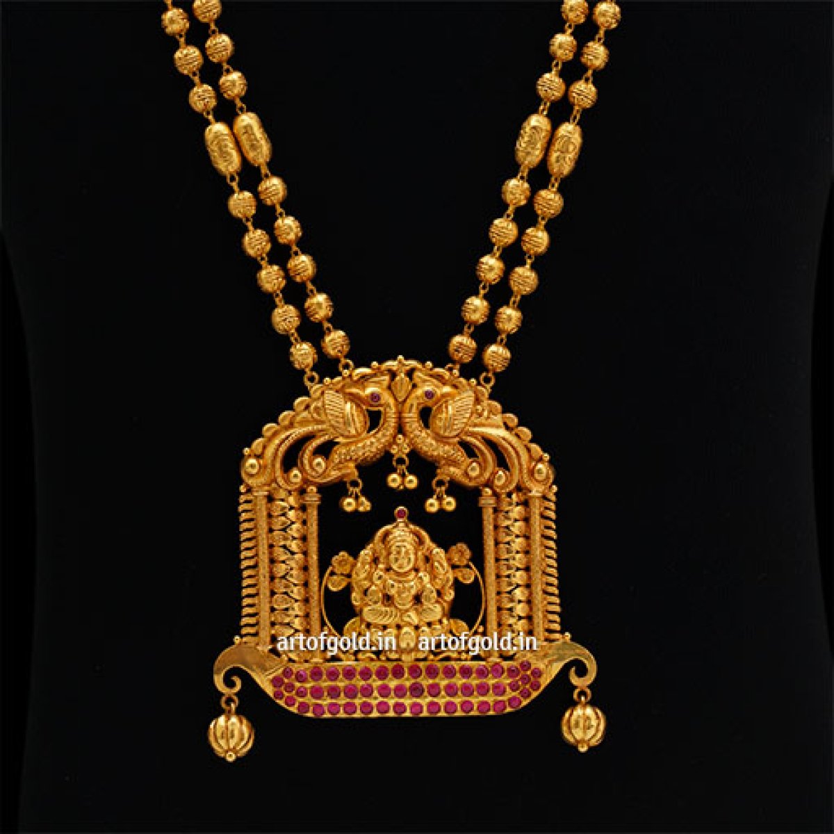 Gold Balls Haram Lakshmi Pendant Art of Gold Jewellery, Coimbatore