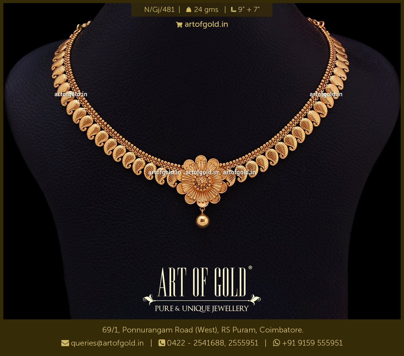 Light Weight Gold Mangomala | Art of Gold Jewellery, Coimbatore