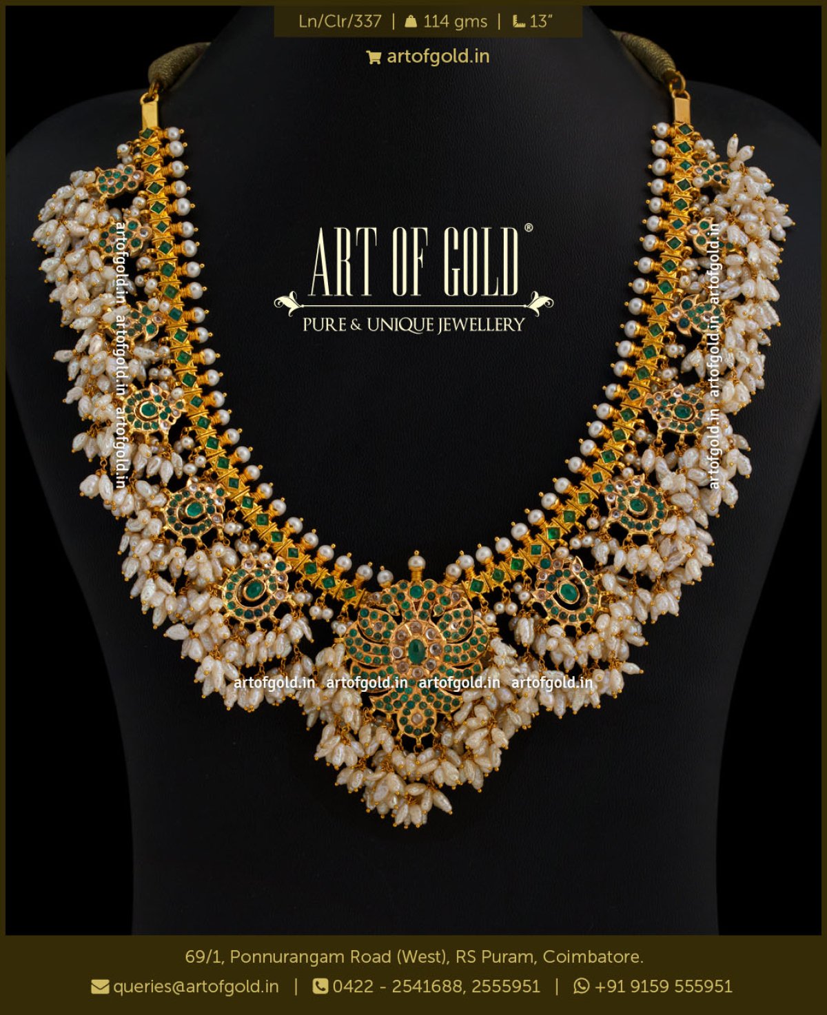 Guttapusalu Haram (Emeralds Kundan) Art of Gold Jewellery