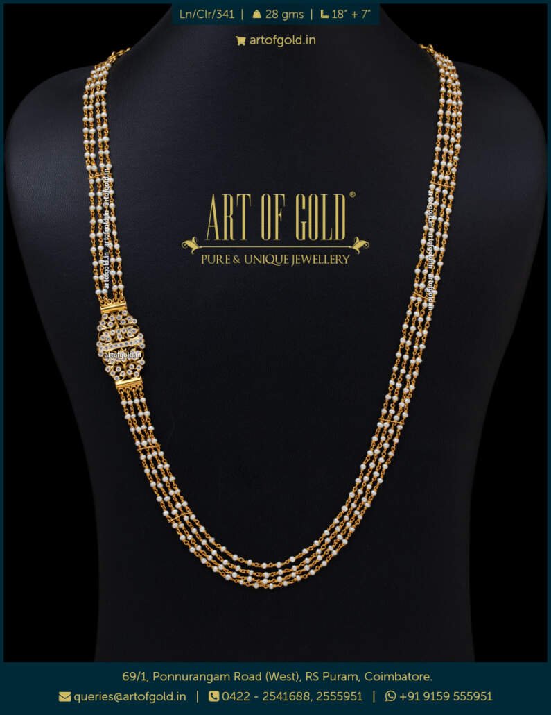 Multi Row Pearl Chain | Art of Gold Jewellery, Coimbatore