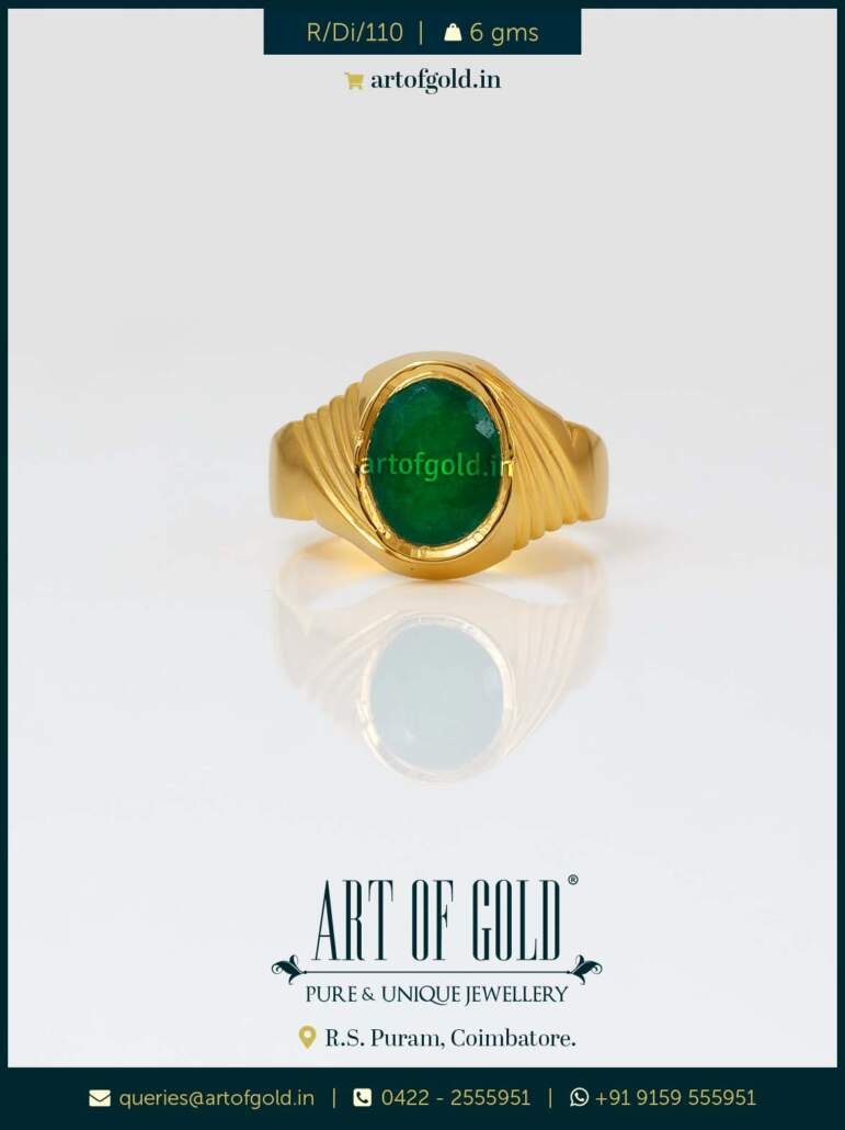 Handmade Dark green Mens emerald ring Real emerald stone ring India | Ubuy