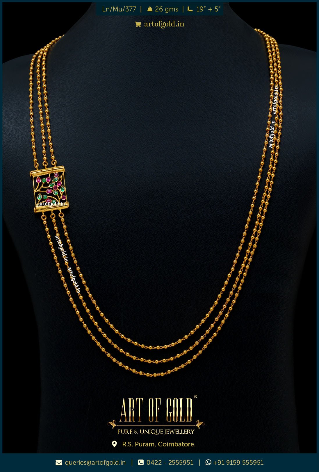 3 row gold mugappu chain