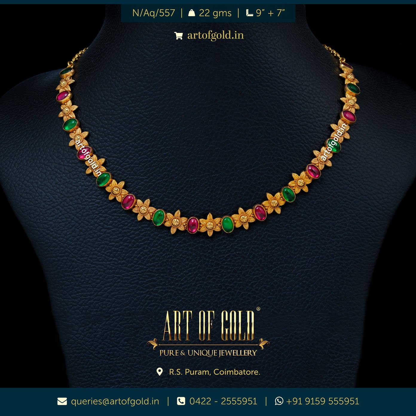 Malabar Gold Navratna Set Designs Gold Red Green Stone Necklace