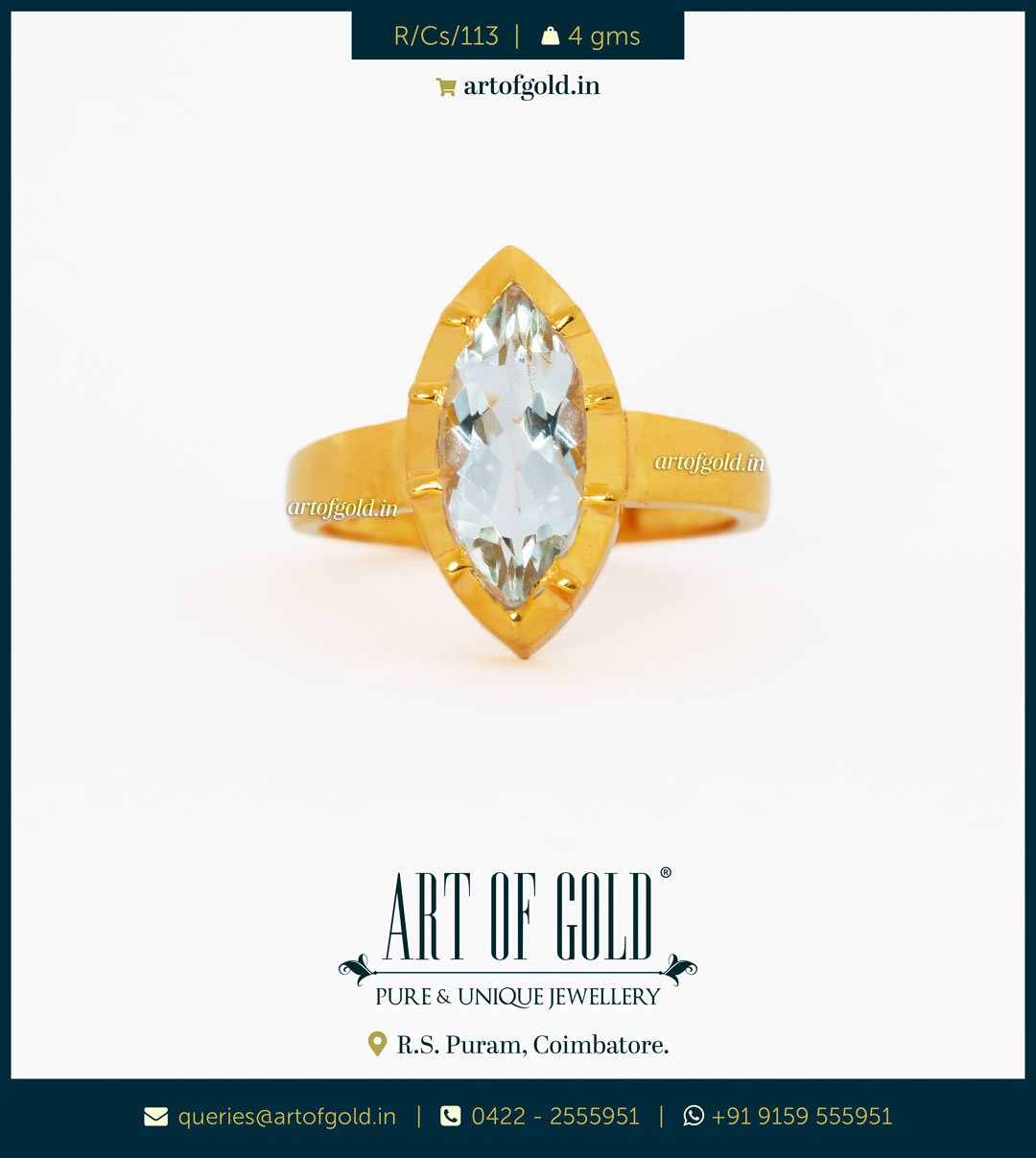 Boat Shaped Stone Ring