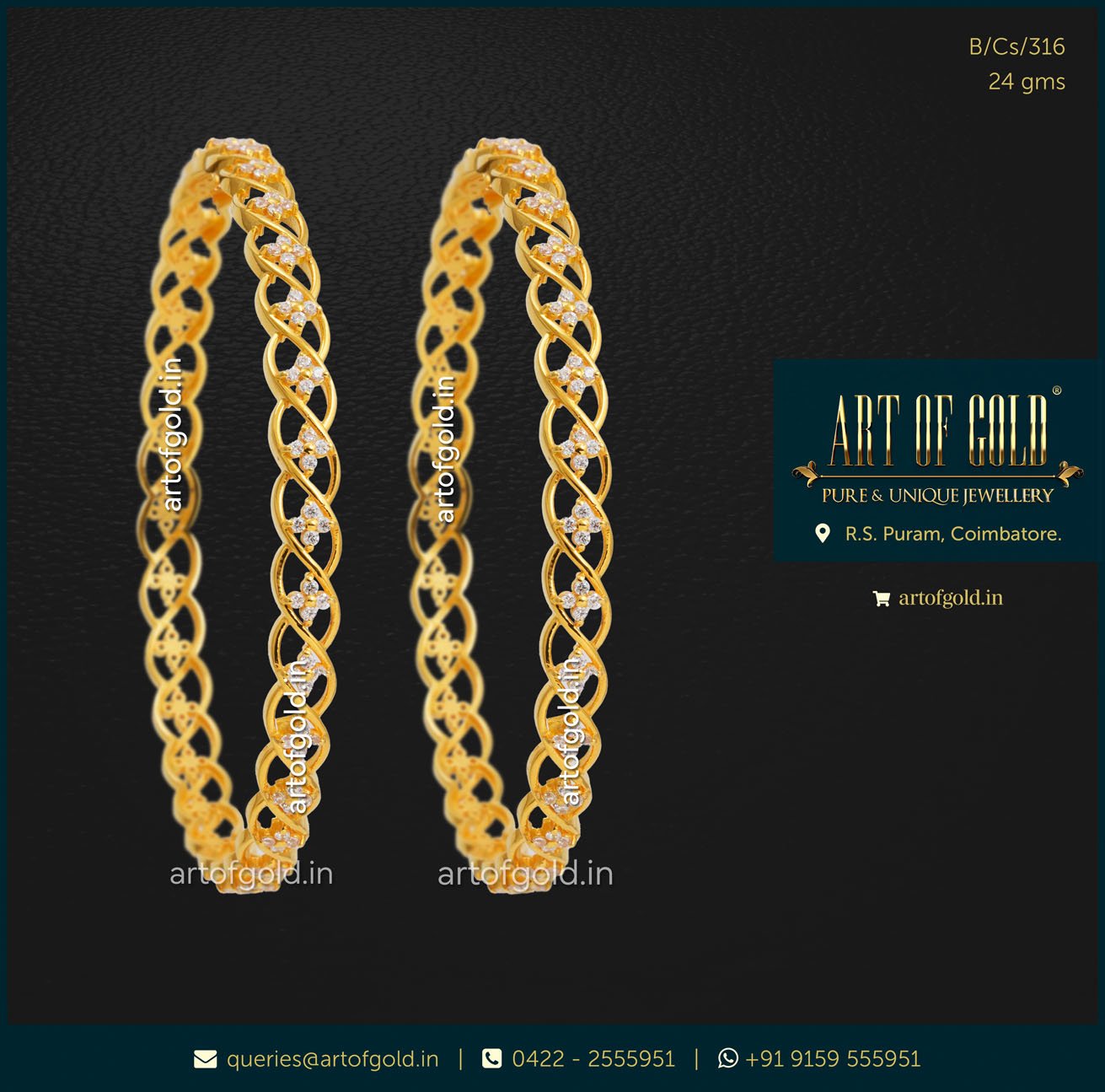 22k Gold CZ Bangles