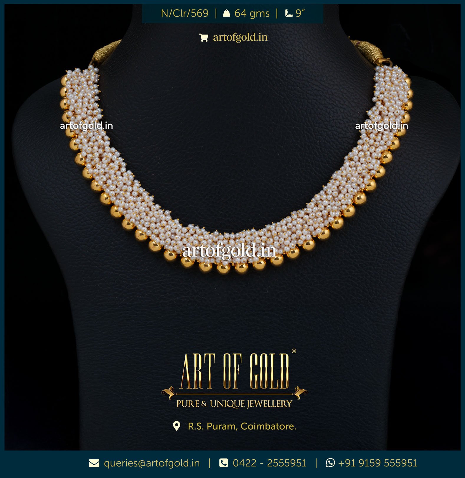 Gold Tushi Necklace with pearls