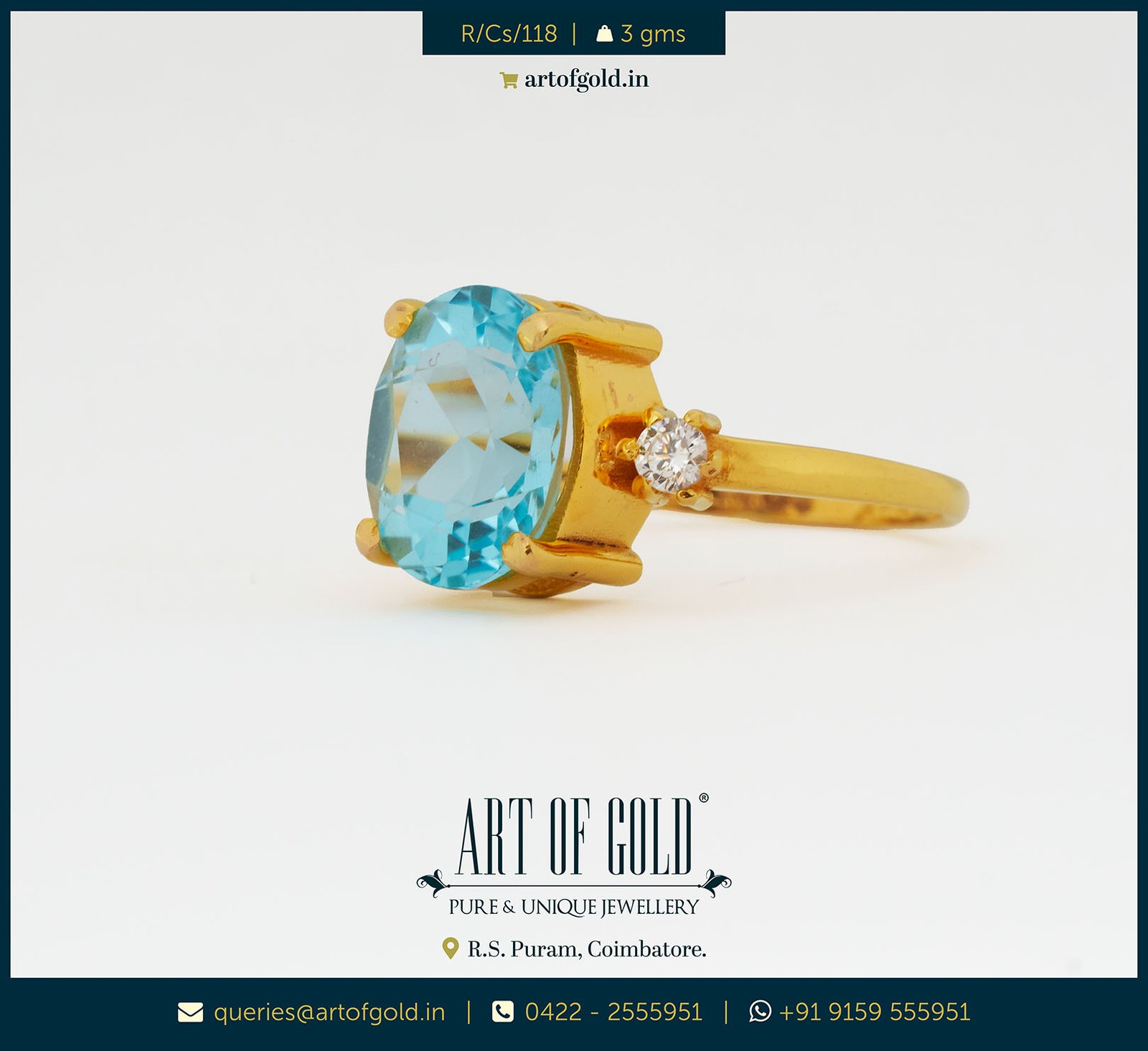 Gold Aquamarine Ring