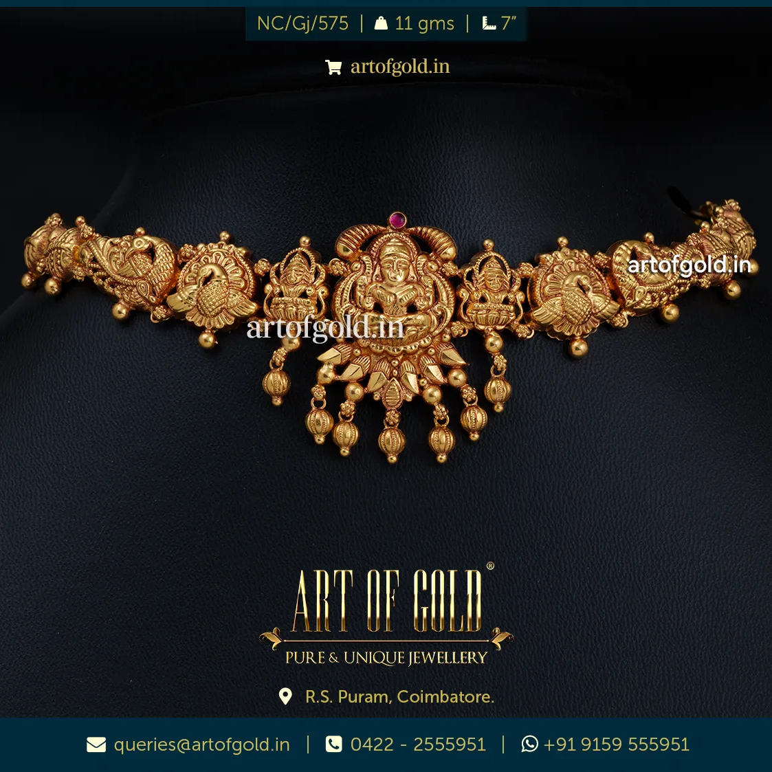 Light Weight Gold Choker Necklace Art of Gold Jewellery, Coimbatore