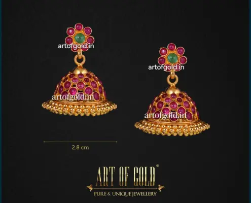 Ruby Jhumkas in gold