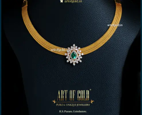 Mesh Necklace with CZ Pendant