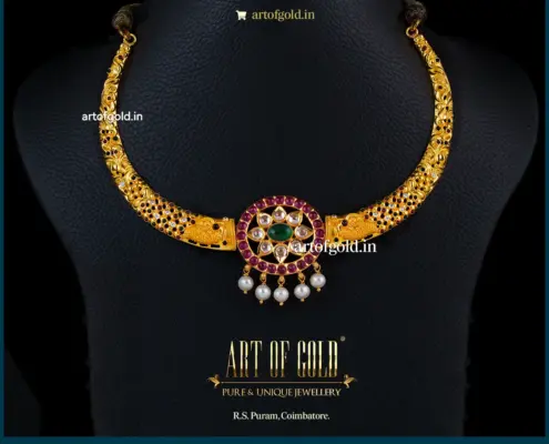Gold Kanti Necklace with Kemp pendant