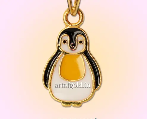 Gold Penguin pendant for kids