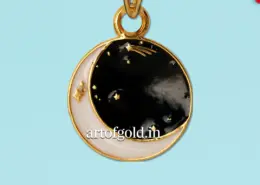Gold baby pendant - Moon & Stars