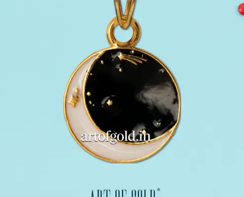 Gold baby pendant - Moon & Stars