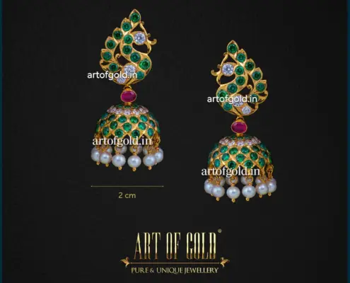 Gold Peacock Earrings with Jhumkas