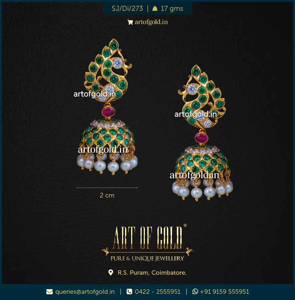 Gold Peacock Earrings with Jhumkas Gold Peacock Earrings with Jhumkas