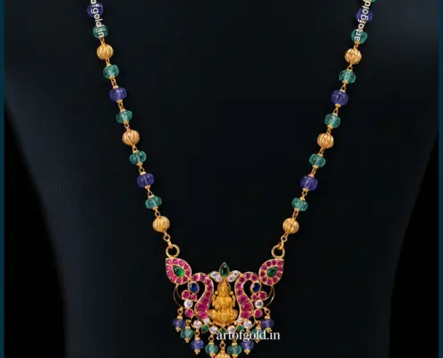 colour beads gold chain pendant
