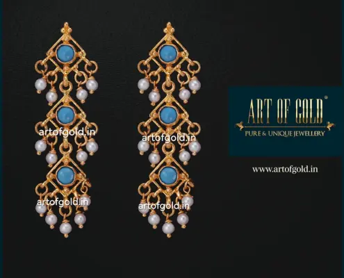 Gold Turquoise earrings in 22k gold