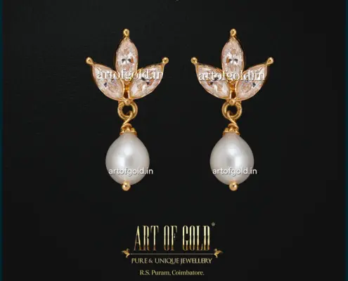 Moissanite & Pearl earrings in 22k gold